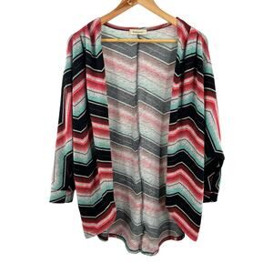 Daily Special Open Front Multicolor 3/4 Sleeve Cardigan Career Casual Size L‎